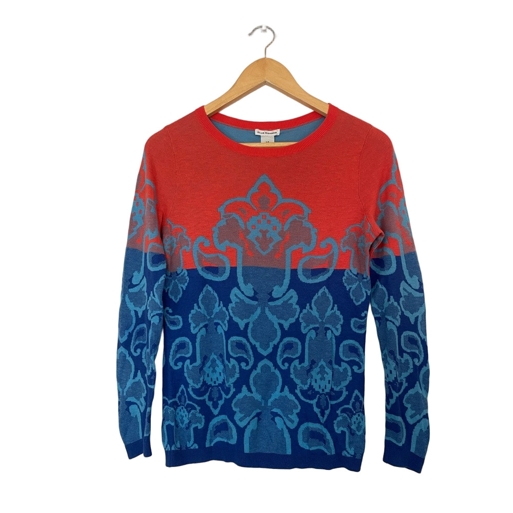 Club Monaco Red and Blue Crewneck Sweater knit lightweight